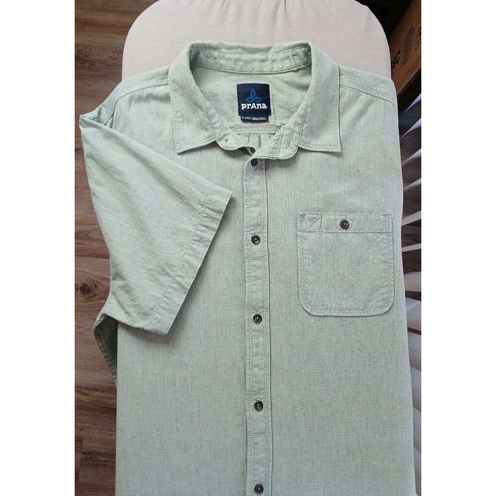 Prana Breathe Casual Button-up Shirt X-LRG missing tags green short sleeve - Picture 14 of 14